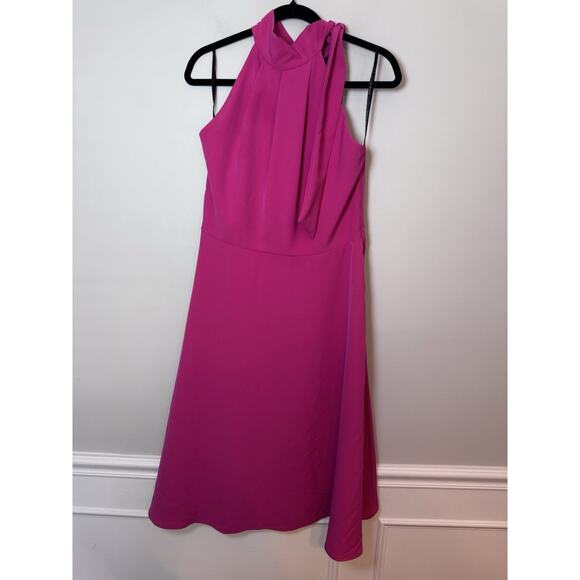 BLACK HALO Womens Hot Pink Lined Sleeveless Midi Formal Fit + Flare Sz 10 NWT - Picture 1 of 16